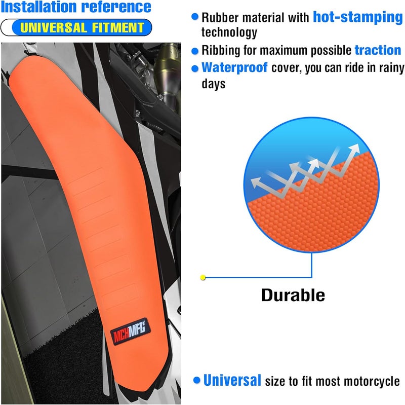 MCHMFG Universal Gripper Soft Seat Cover for All Bike Dirt Motorcycle MX Cross Enduro (Orange) - Image 5